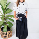 Lillian Heather Grey + Black Dotty Cardigan Le Lis