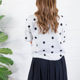 Lillian Heather Grey + Black Dotty Cardigan Le Lis