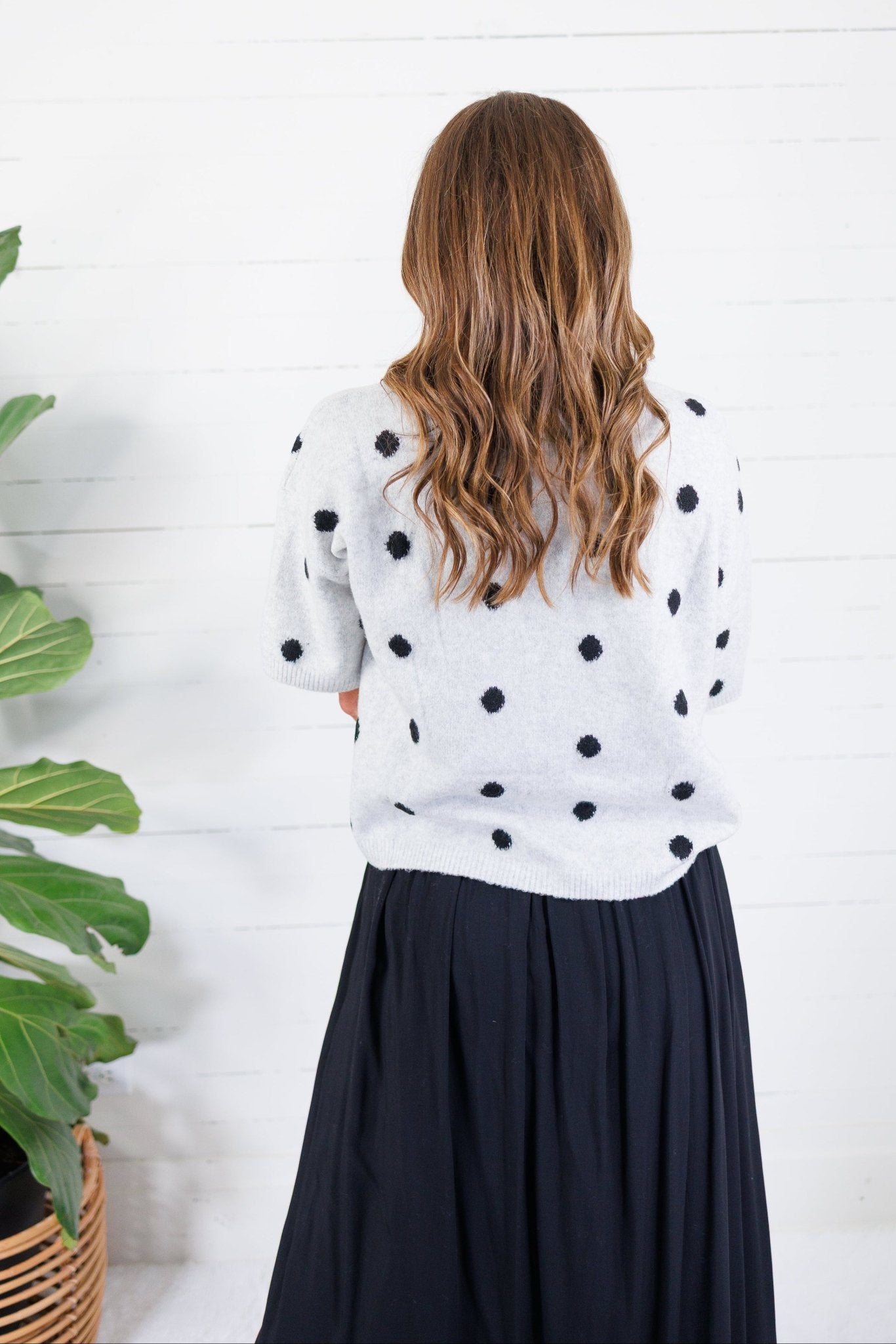 Lillian Heather Grey + Black Dotty Cardigan Le Lis
