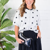 Lillian Heather Grey + Black Dotty Cardigan Le Lis