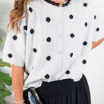 Lillian Heather Grey + Black Dotty Cardigan Le Lis