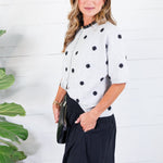 Lillian Heather Grey + Black Dotty Cardigan Le Lis