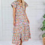 Lillian Lilac Floral Button Maxi Dress Karlie