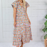 Lillian Lilac Floral Button Maxi Dress Karlie
