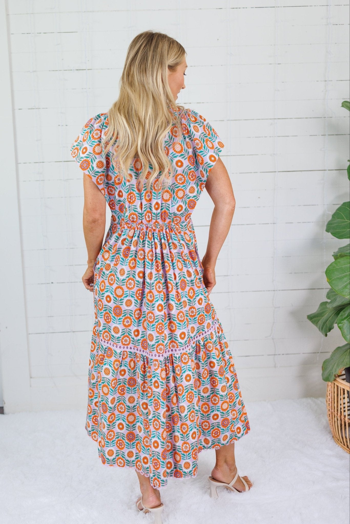 Lillian Lilac Floral Button Maxi Dress Karlie