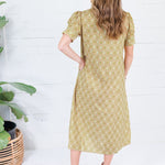 Lillian Matcha Mix Button Midi Dress Gigio