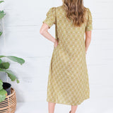 Lillian Matcha Mix Button Midi Dress Gigio
