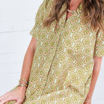 Lillian Matcha Mix Button Midi Dress Gigio
