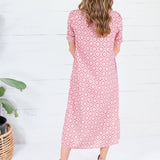Lillian Mauve Mix Button Midi Dress Gigio