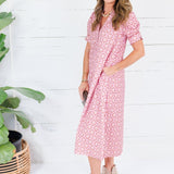Lillian Mauve Mix Button Midi Dress Gigio
