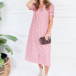 Lillian Mauve Mix Button Midi Dress Gigio