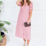 Lillian Mauve Mix Button Midi Dress Gigio