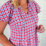 Lillian Red + Blue Gingham Mini Dress Mary Square