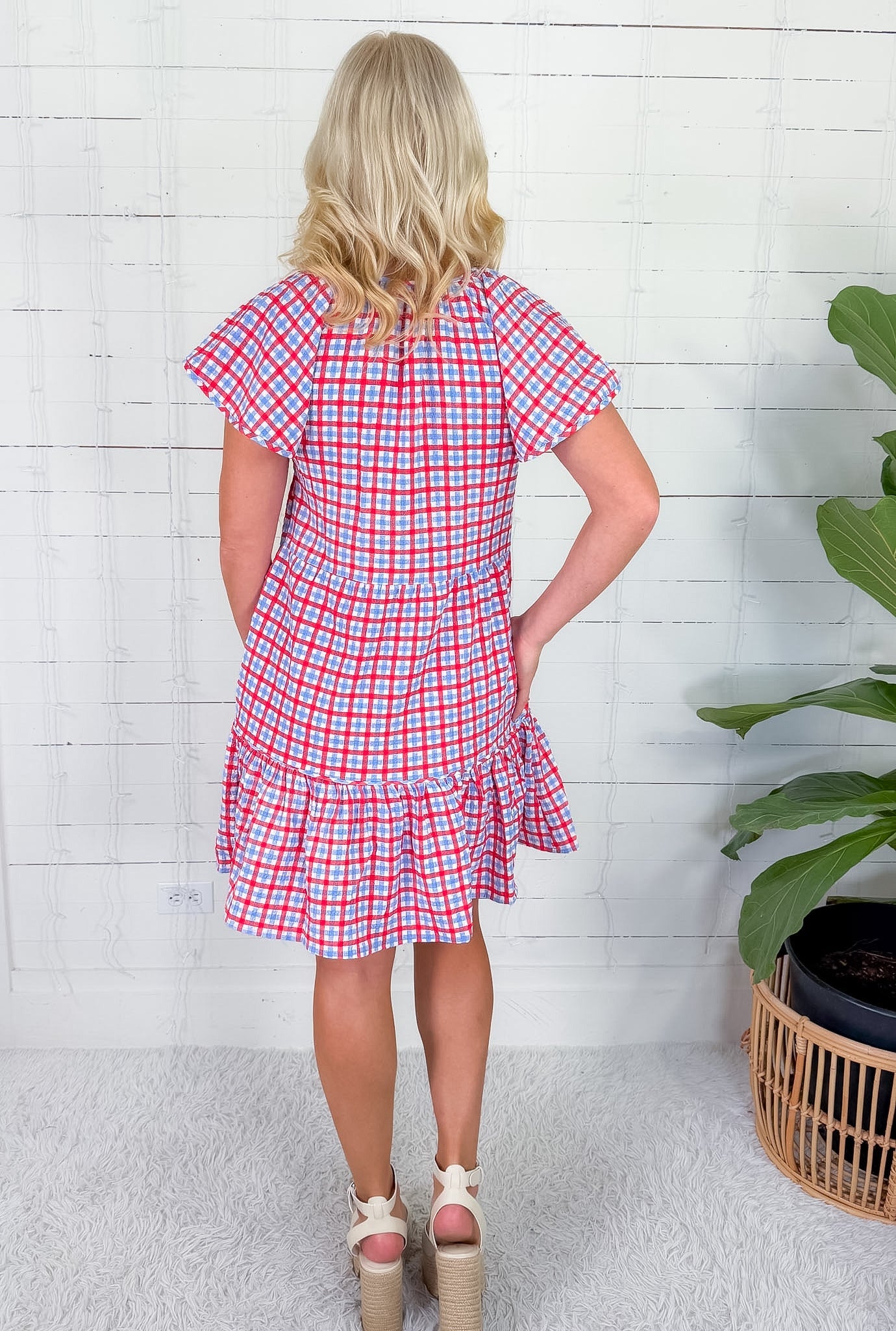 Lillian Red + Blue Gingham Mini Dress Mary Square