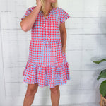 Lillian Red + Blue Gingham Mini Dress Mary Square