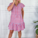 Lillian Red + Blue Gingham Mini Dress Mary Square