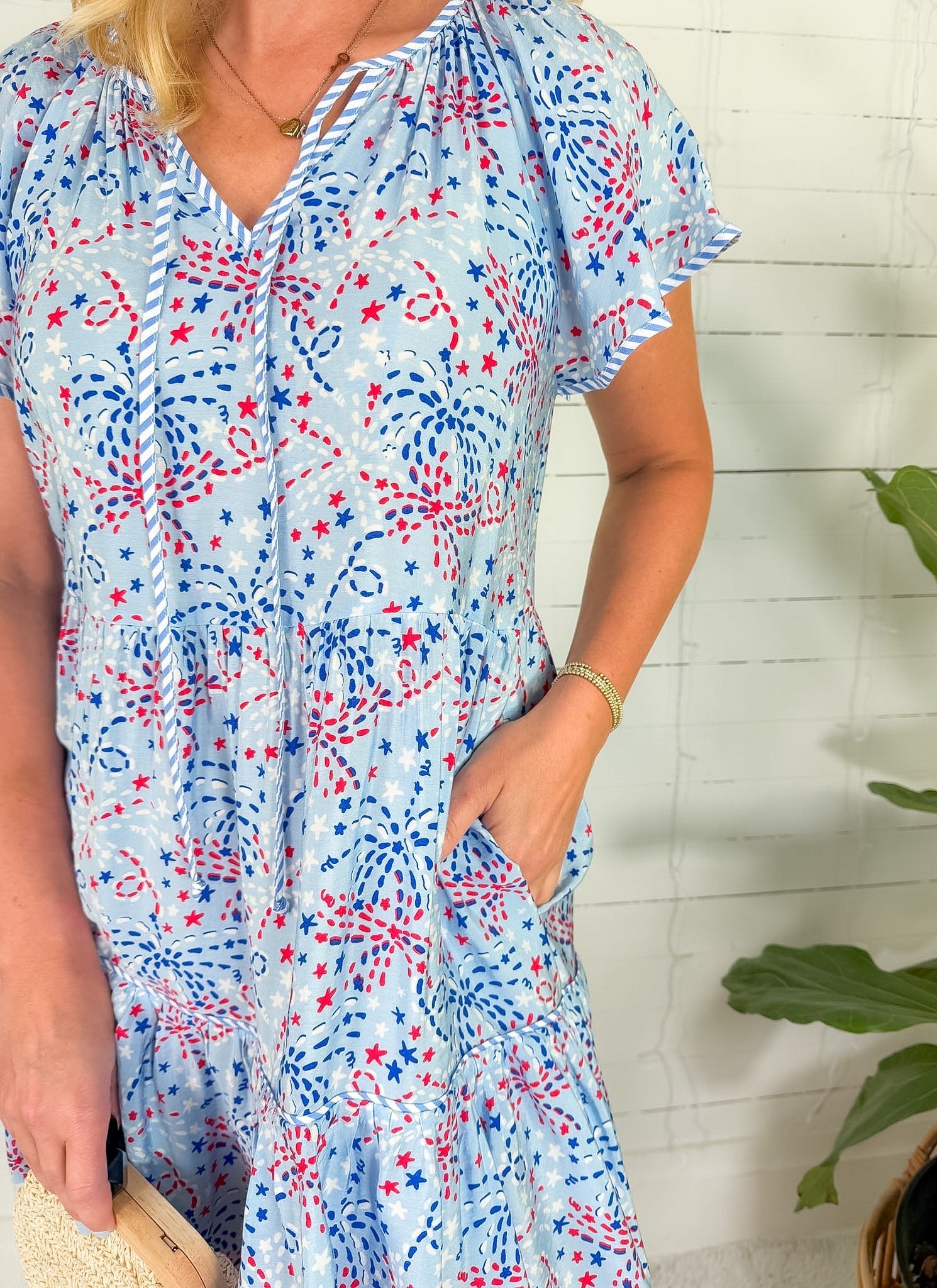 mary square fall dresses Lillian Star Spangled Blue Mini Dress Mary Square