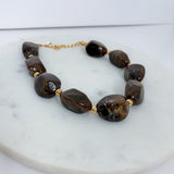 Lincoln Large Pebbled Ball Necklace Golden Stella 