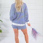 Lincoln Navy + White Stripe Mock Neck Sweatshirt Le Lis