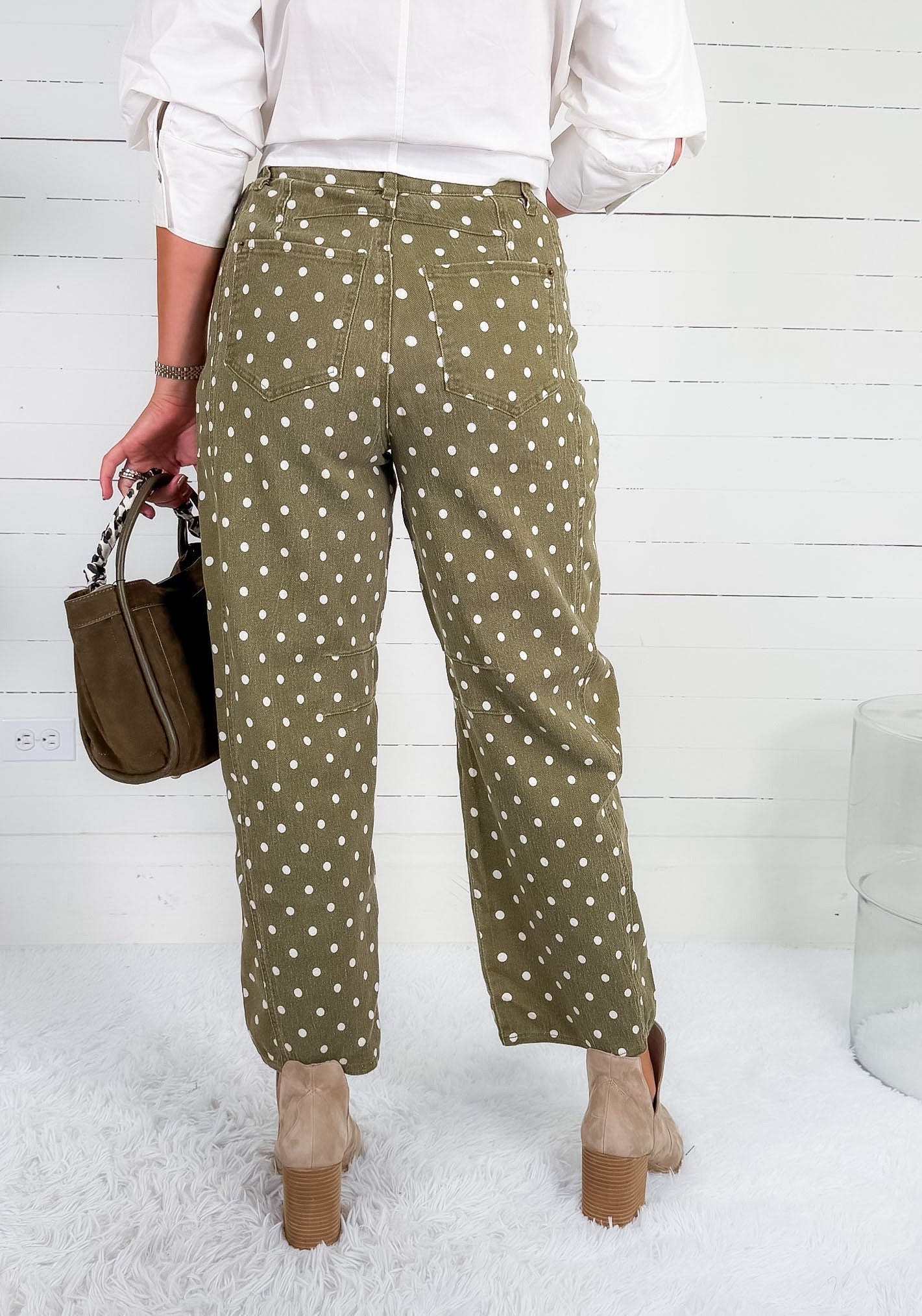 Lizzy Olive Dotty Mini Barrel Pants Entro