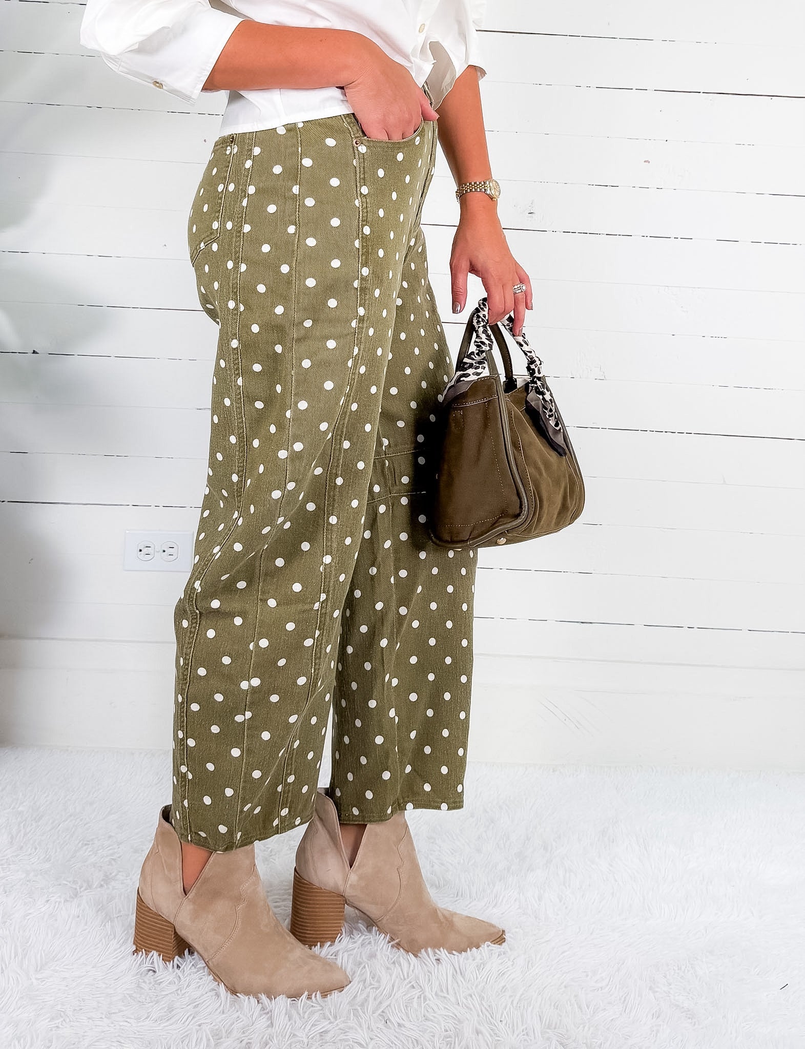 Lizzy Olive Dotty Mini Barrel Pants Entro
