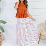 Locke Cinnamon Pleated Poplin Strappy Tank