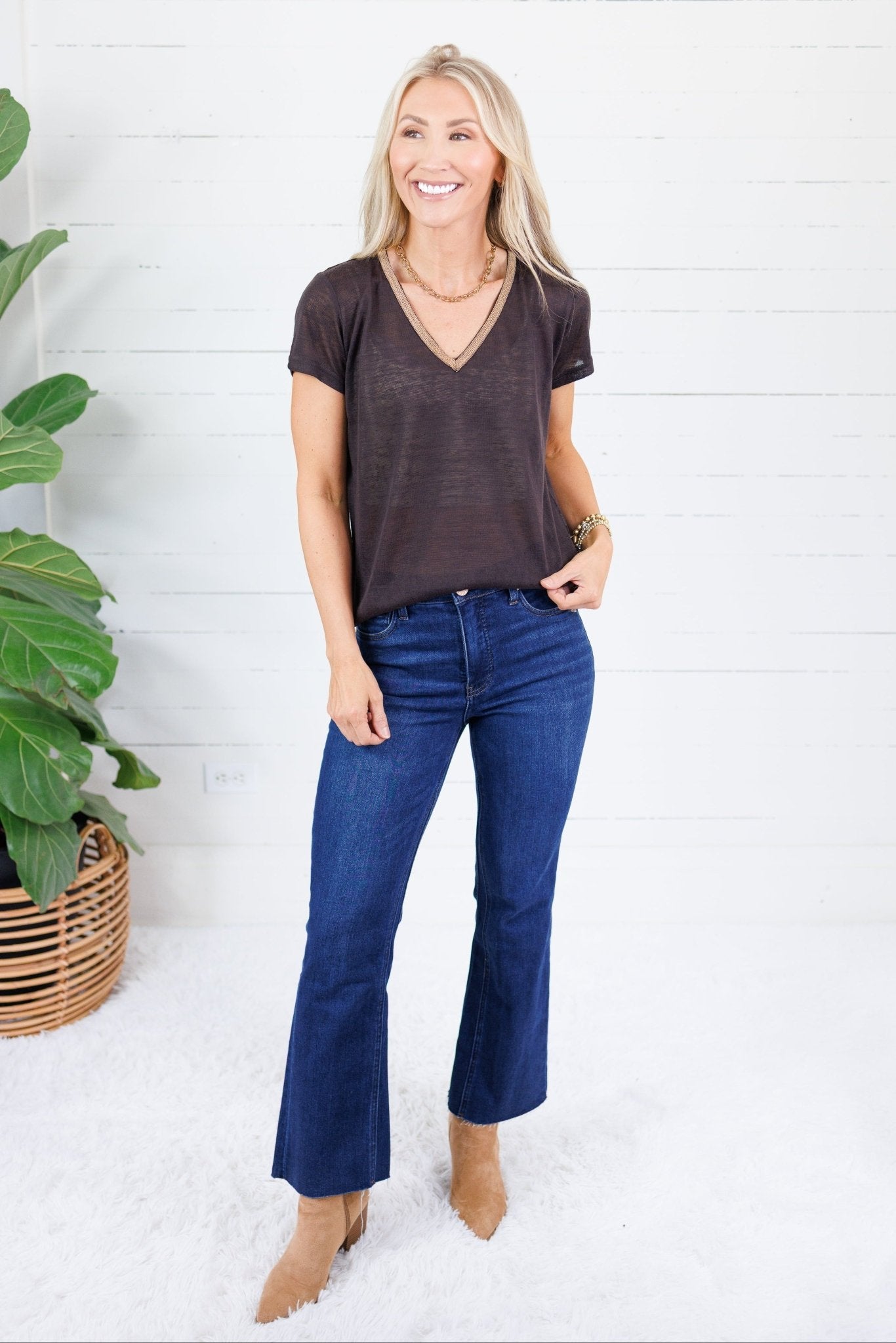 Lomax Dark Cocoa + Bronze Neck Top Molly Bracken