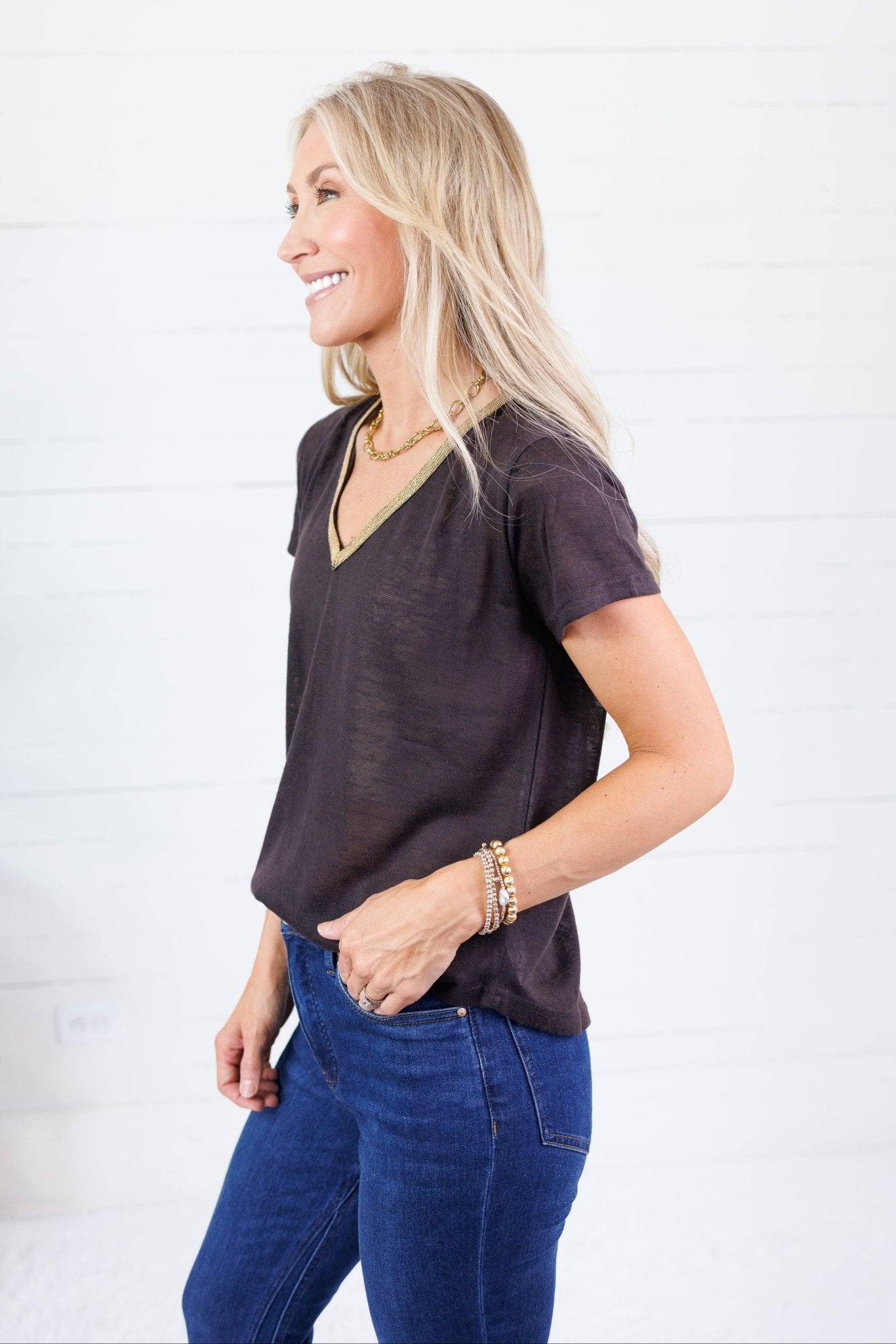 Lomax Dark Cocoa + Bronze Neck Top Molly Bracken