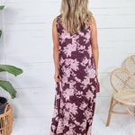 Lorelei Burgundy Abstract Floral Maxi Dress