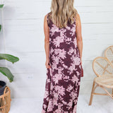 Lorelei Burgundy Abstract Floral Maxi Dress