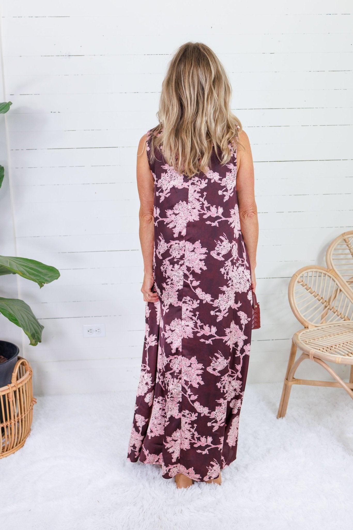 Lorelei Burgundy Abstract Floral Maxi Dress