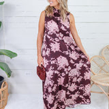 Lorelei Burgundy Abstract Floral Maxi Dress