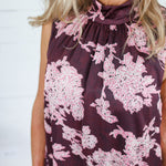 Lorelei Burgundy Abstract Floral Maxi Dress