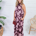 Lorelei Burgundy Abstract Floral Maxi Dress