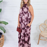 Lorelei Burgundy Abstract Floral Maxi Dress
