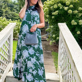 Lorelei Pine Abstract Floral Maxi Dress