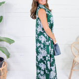Lorelei Pine Abstract Floral Maxi Dress