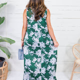 Lorelei Pine Abstract Floral Maxi Dress