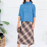 Louise Khaki Plaid A-Line Midi Skirt Be Cool