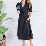 Luanne Black Pleated A-Line Maxi Dress Pinch