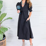 Luanne Black Pleated A-Line Maxi Dress Pinch