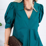 Luanne Hunter Green Pleated A-Line Maxi Dress Pinch