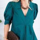 Luanne Hunter Green Pleated A-Line Maxi Dress Pinch