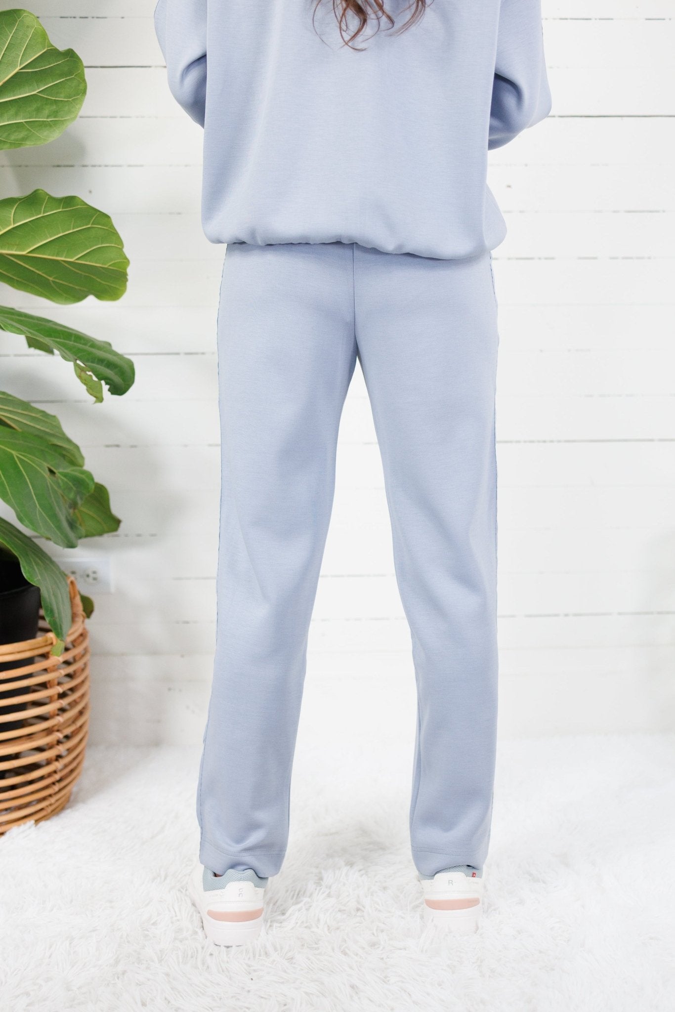 Lucas Washed Blue Satin Trim Pants Fate