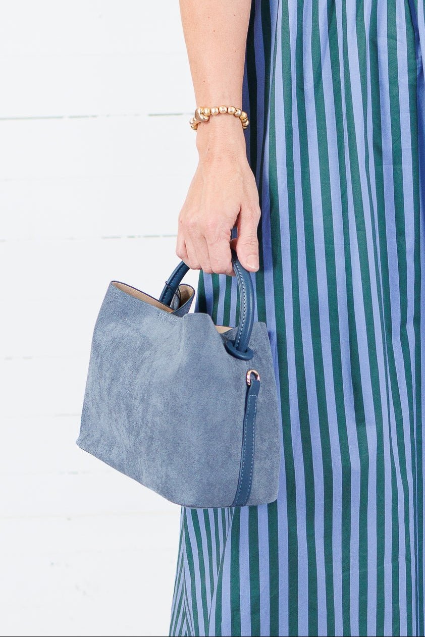 Lucia Blue Suede Bag