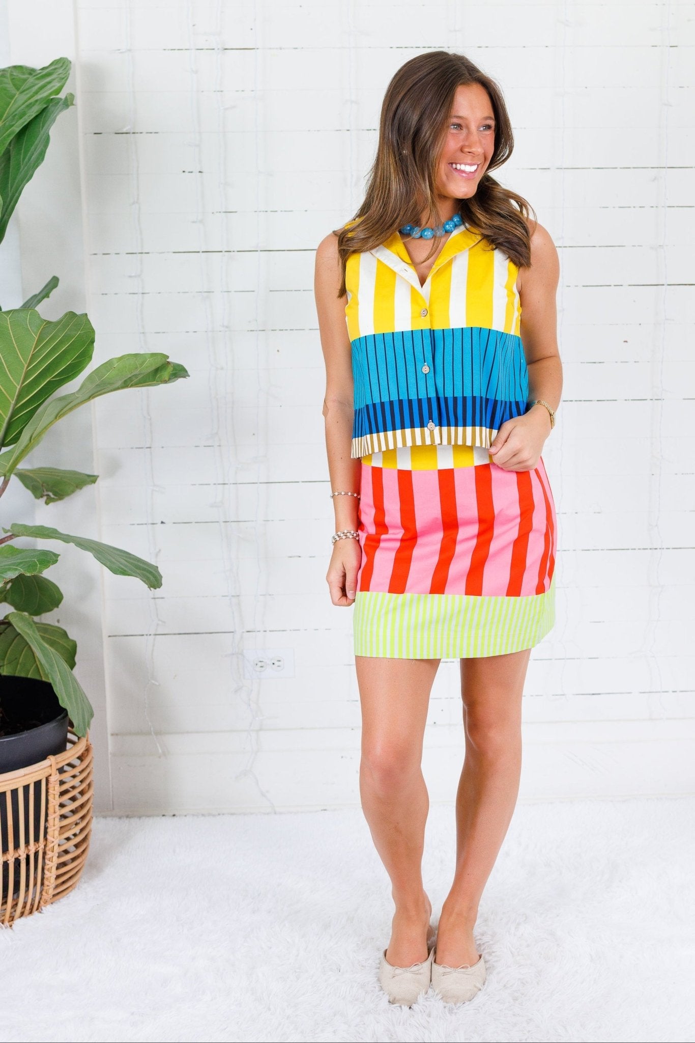 Lucie Multi Stripe Button Up Top