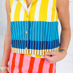 Lucie Multi Stripe Button Up Top