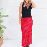 Lucy Red Polka Dot Silky Slip Skirt Sunday Edition