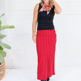 Lucy Red Polka Dot Silky Slip Skirt Sunday Edition