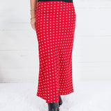 Lucy Red Polka Dot Silky Slip Skirt Sunday Edition